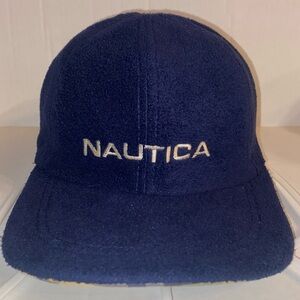 Vtg Nautica Reversible Fleece/Plaid Hat - OSFM
